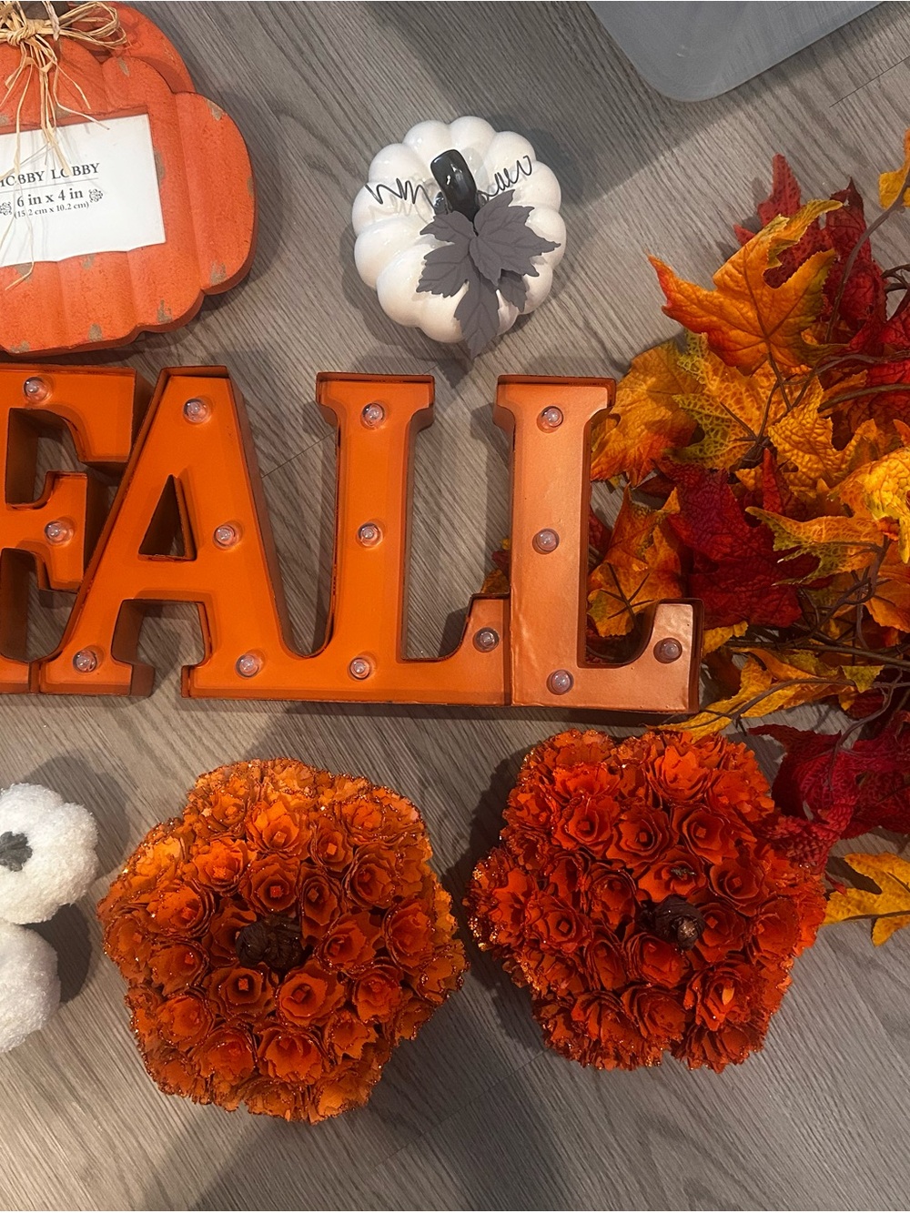 Hobby Lobby Fall Marquee Sign and Decorative Pumpkin Set - Orange